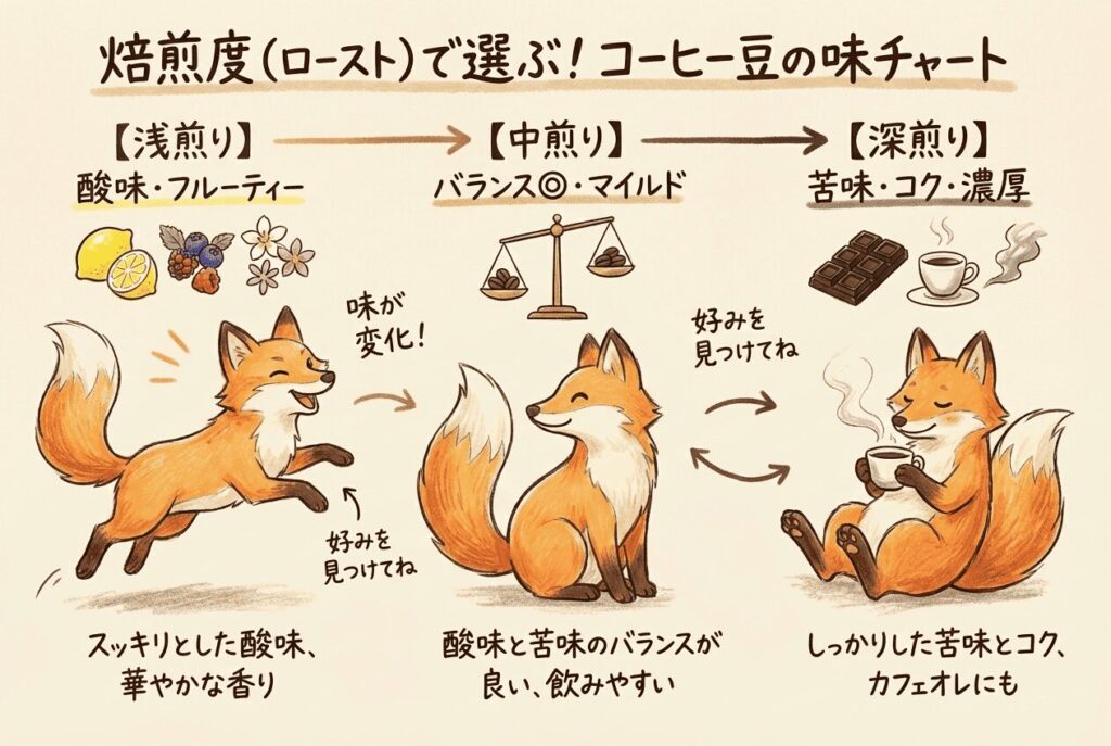 コーヒー豆の選び方②焙煎度で選ぶ！：「カルディのおすすめコーヒー豆人気ランキング」